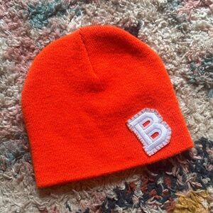 Bright Orange Beanie with Letter “B” Patch